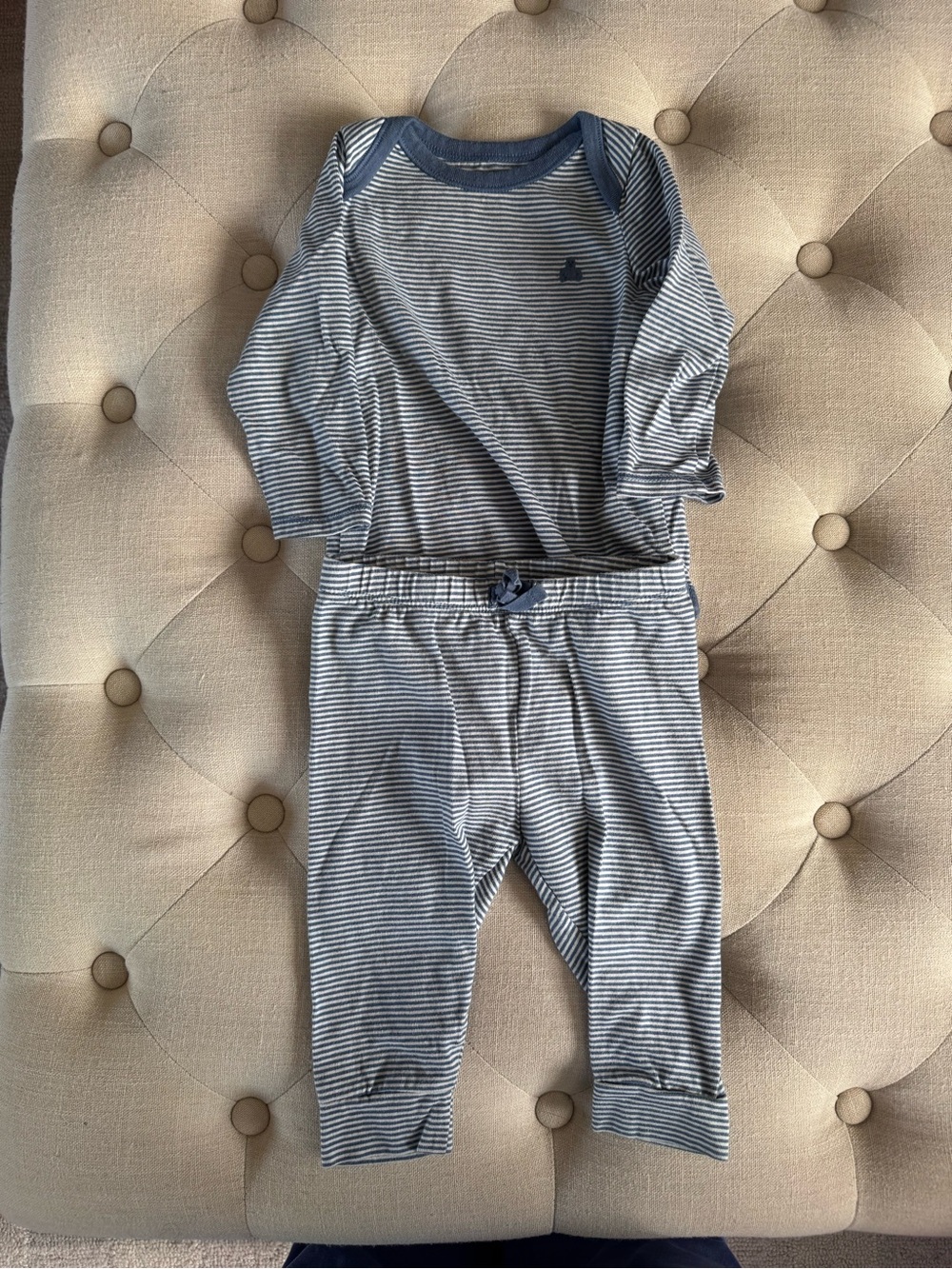 GAP Blue and White Striped Long-Sleeve Kids Pajama Set